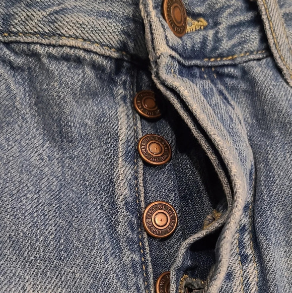 Free people women's Jeans sz.27 raw hem buttons fly Boyfriend - Picture 5 of 13